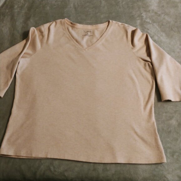 Women's LL Bean Cotton/Cashmere 3/4 Sleeve V Neck Shirt -  Size XL - Picture 4 of 5